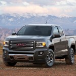 2015 GMC Canyon All Terrain SLE Extended Cab Short Bed Front Three Quarter in Cyber Grey