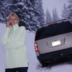 Woman Stranded in Snow Using Cell Phone